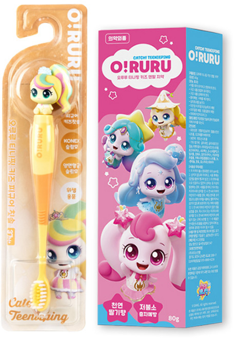 캐치티니핑 어린이 치약1개+칫솔1개 세트, 1세트, 뽀니핑칫솔+덴탈딸기치약
