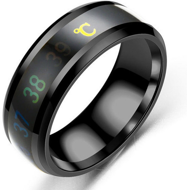 열표시반지 온도 체온 진실 반지 열체크 열측정 지능형 스마트, 블랙6호, 1개