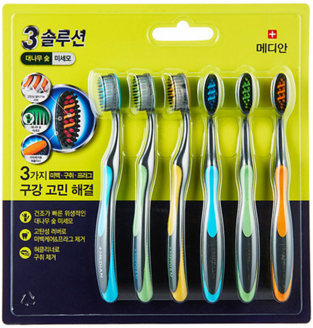 메디안 트리플솔루션 미세모 칫솔 6입, 6개입, 1개