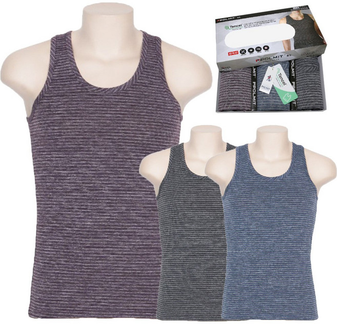 폴밋 남자 컬러 민소매 런닝 3매입 PMR455