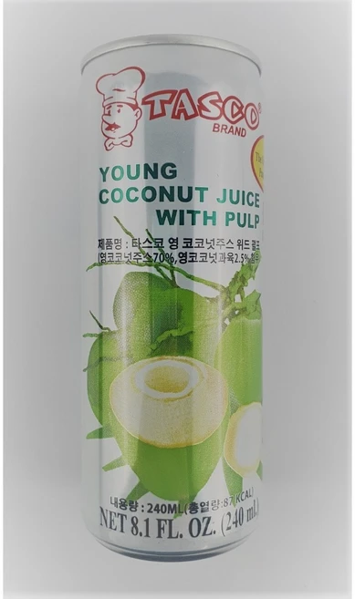 태국 코코넛 음료 타시코 TASCO YOUNG COCONUT JUICE WITH PULP 240ml, 12개 - 쿠팡