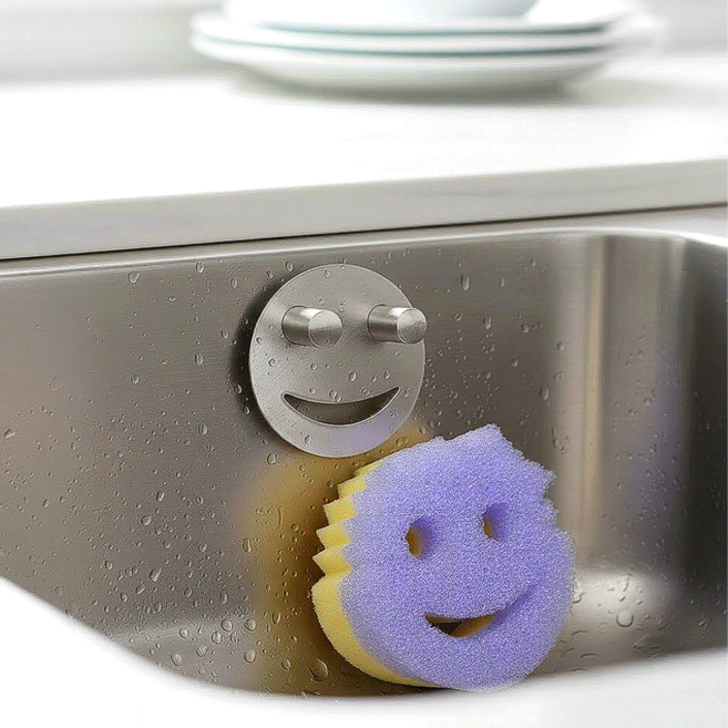 지니바잉 한번에쏙 스크럽대디 수세미 홀더, 1개, 은색