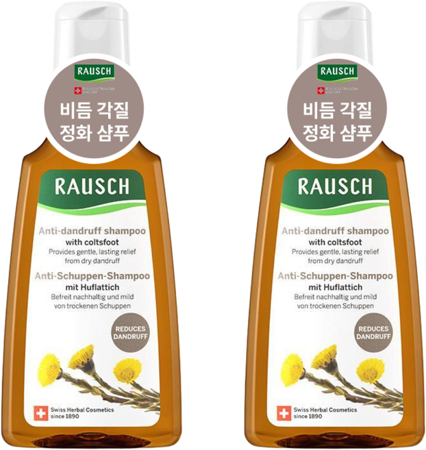 [기획상품] 라우쉬 콜츠푸트 안티-댄드러프 샴푸 듀오기획 비듬샴푸 두피케어 두피가려움증정 식물유래클렌징 데일리비듬, 2개, 200ml