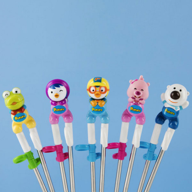 에디슨 어린이집 준비물 뽀로로 루피 크롱 패티 포비 입체 스텐 교정용 유아 아동 젓가락 1단계 1개입 (오른손용), 1개