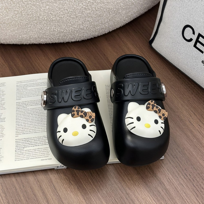 708090 여름 캐릭터 고양이 머리띠 실내외 통굽 미끄럼방지 슬리퍼