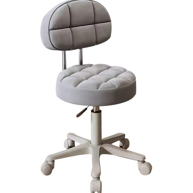 升降矮凳 吧檯椅 附滑輪 格子靠背設計, 1件, 【格子靠背】升降椅, 灰