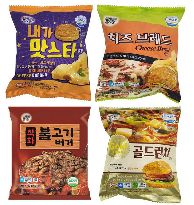 매점빵 대신 4종 맛스타 치즈브레드 직화불고기 골드런치 총4개 편의점 햄버거, 570g, 1세트
