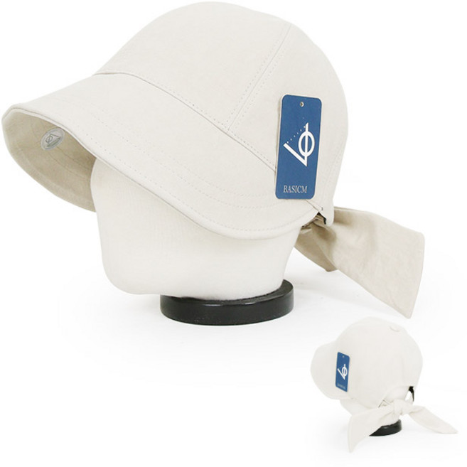 베이직엠 여성 여름 벙거지모자 버킷햇 뒷리본 보넷 심플 벙거지