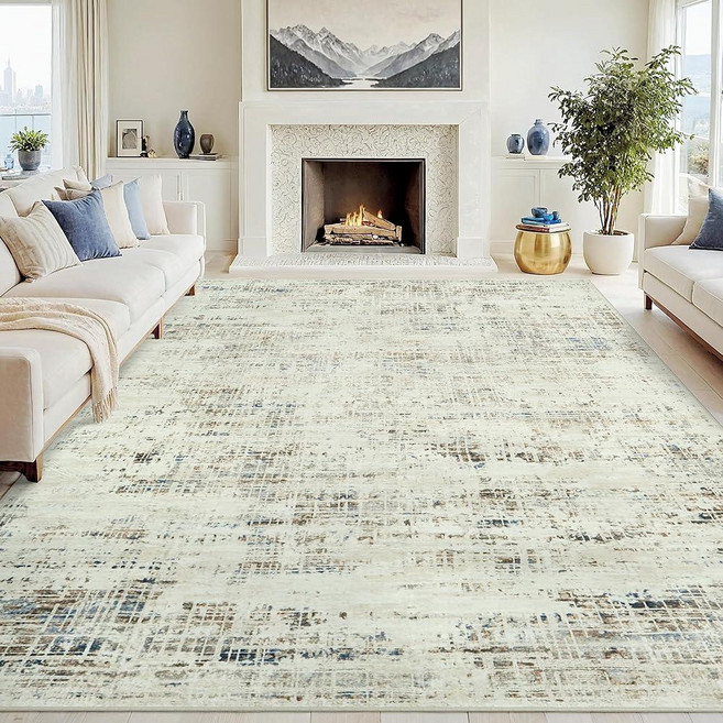5x7 Area Rugs Washable RugAnti-Skid Abstract Modern Living Room Rug Soft Thin Carpets Indoor Floor, 그레이 화이트/블루