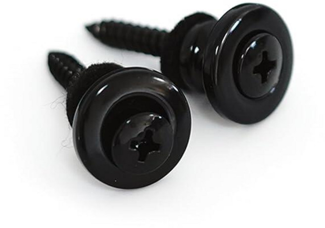 Guyker 스트랩 잠금 버튼 (1쌍) 아연 합금 보안 스트랩락 퀵 릴리즈 리테이너 시스템 일렉트릭 어쿠스틱 포크 기타 베이스 우쿨렐레 교체 부품 (GE001 골드) 2, 블랙