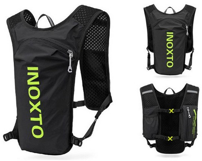 INOXTO 스포츠백팩 트레일러닝 런닝백 조끼 등산 트래킹 마라톤, 블랙라임 × 1개, 블랙라임