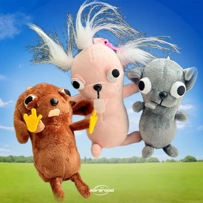 못생긴 치와와 강아지 동물 인형 키링 [3종 웃긴 킹받는 하찮는 쓸데없는 쓸모없는 유행 선물 가방 고리 백참 백꾸 참 꾸미기 템], 1개, 블랙, 11cm