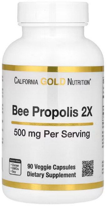 CALIFORNIA GOLD NUTRITION 캘리포니아 골드 뉴트리션 Bee 프로폴리스 2X 농축 추출물 500mg 90정 베지캡슐 X 3EA, 3개