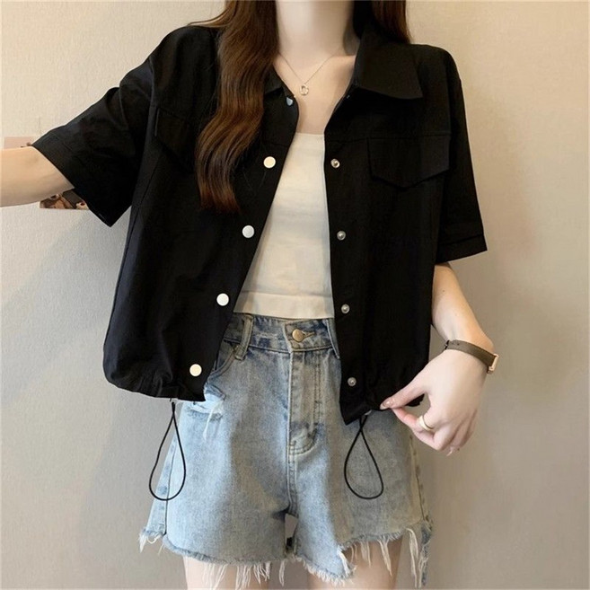 besteffie 반팔자켓 여성용 봄 여름 루즈핏 싱글 숏 자켓 트위드 반팔 자켓 오피스룩 세미정장 E58