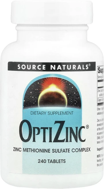 단백질 비타민 철분 마그내슘 칼슘 Source Naturals OptiZinc® 240정 고루고루섭취해주세요, Source Naturals OptiZinc 240정, 1개 - 쿠팡