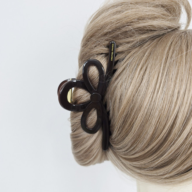 시크몽 프랑스핀 로망스 리본 꼬임 13cm 올림머리 헤어 집게핀