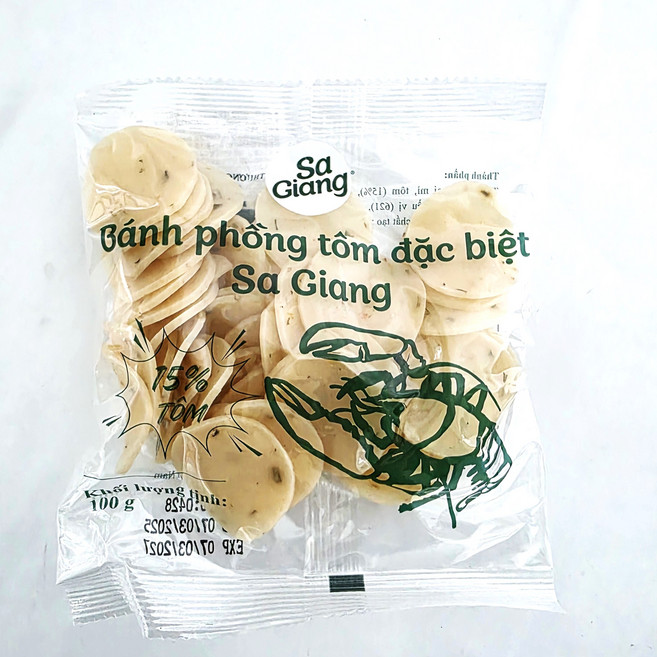 사지앙 새우칩 반퐁톰 Sa Giang Banh phong tom, 1개, 100g