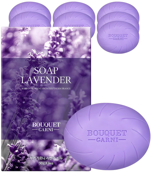 부케가르니 딥 라벤더 비누, 90g, 8개입