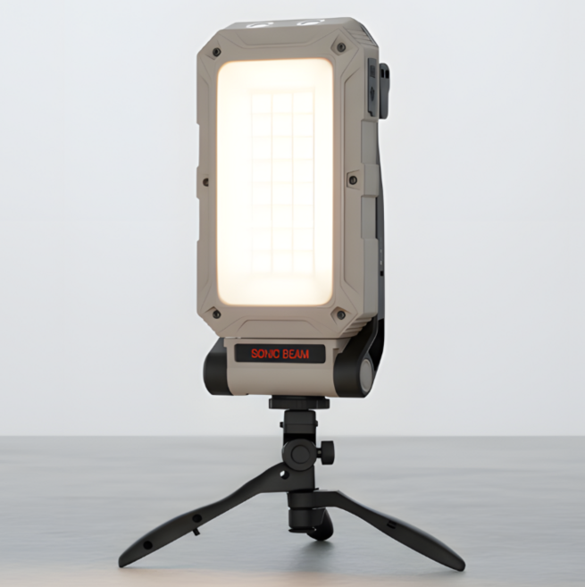 소닉빔 캠핑랜턴 태양광 충전식 LED 방수 자석 조명 작업등, 화이트, 1개