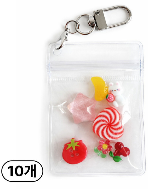 리아모어 PVC 키링 지퍼백 D링 고리 세트, 10개, 투명