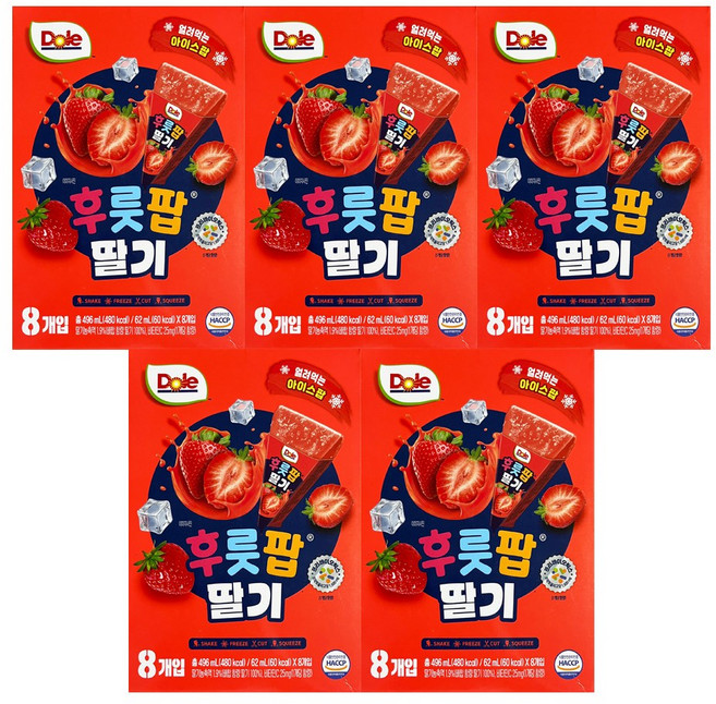 돌 후룻팝 딸기, 5개, 496ml