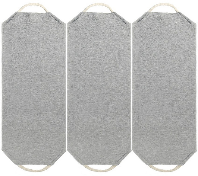 믹스어블 대나무 등밀이 양손잡이 긴때밀이 샤워타월 3장 1세트, 그레이, 1개입, 3개