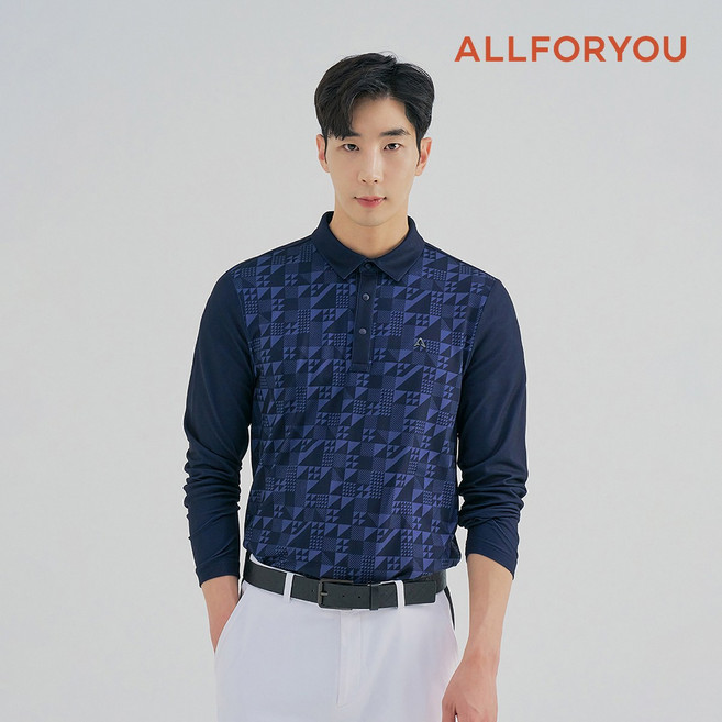 [올포유]남성 기하학프린트 카라 티셔츠 AMTYM7171-906