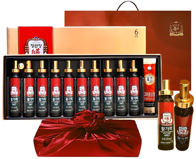 정관장 6년근 홍삼정 활기력 10세트(홍삼농축액 비타민함량) 200ml+쇼핑백 골프 여행 추석 설 명절 선물세트(보자기포함) 1개, 200ml, 1세트