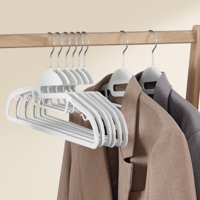 SONGMICS 어깨 뿔 방지 논슬립 플라스틱 회전형 옷걸이, White, 50개