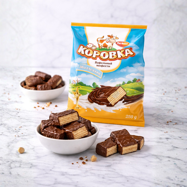 Waffles KOROVKA MILK 코로브카 밀크 와플 250g, 2개