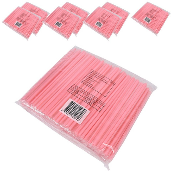 하트 핑크 스트로우 개별포장, 200개입, 8개