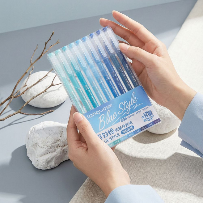 라운드월 컬러 젤펜 9색 세트 블루 스타일 다이어리 필기 드로잉 컬러펜 다꾸 문구 감성, 1개, 블루스타일