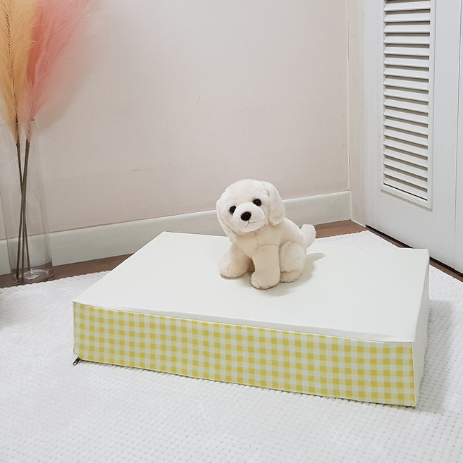 8 DECO 강아지계단 애견계단 펫스텝_옐로우 체크 방수 1단, 옐로우 체크 방수 1단