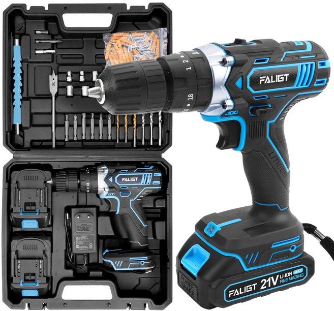 FALIGT 21V 무선충전 해머전동드릴 공구세트, 1