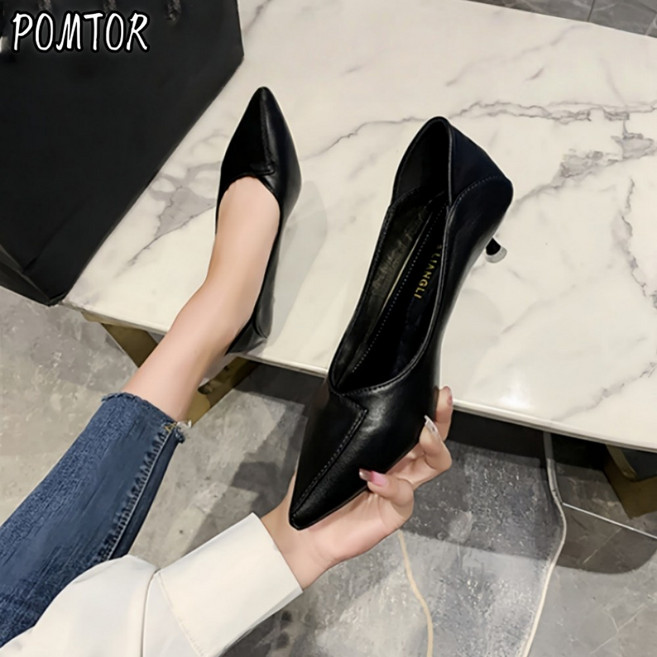 POMTOR 여성용 스틸레토 힐 정장 구두 하이힐 펌프스 편안한 여성 구두