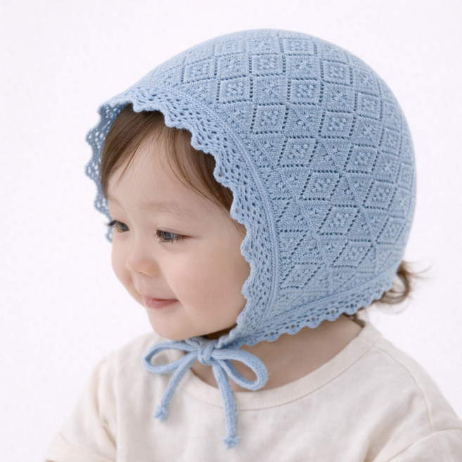 앨리홈 펀칭컬러아일렛보넷 아기 아동 모자 신생아 유아 여아 봄 가을 끈 보넷