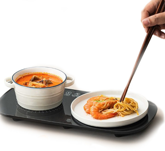 푸드워머 온열패드 가정용 식탁 실리콘 휴대용 다이닝 매직워머36.5cmX18cm, 블랙 음식보온기