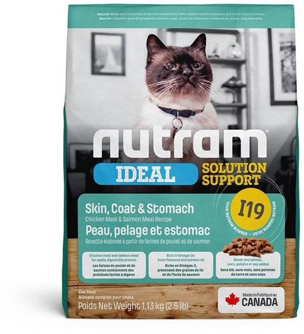 Nutram 紐頓 貓飼料 均衡健康 配方, 1個, 紐頓 I19成貓三效強化 雞肉鮭魚,1.13kg