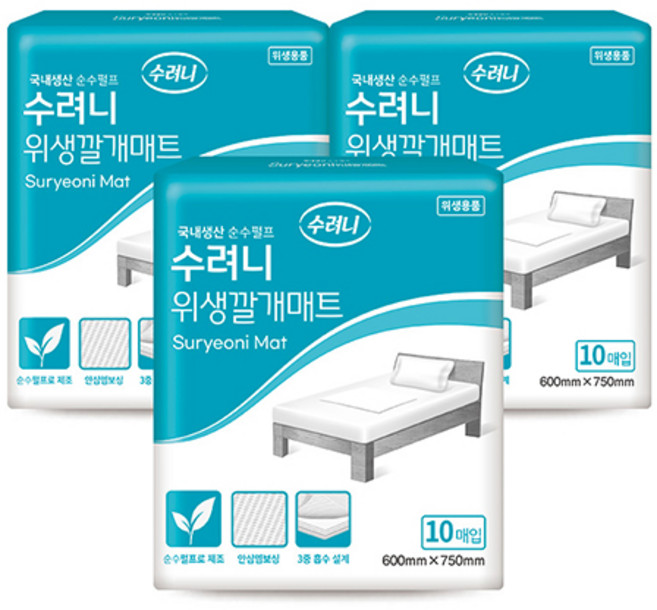 수려니 성인용기저귀 위생깔개매트, 60개