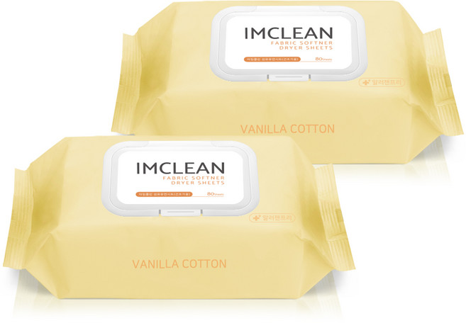 아임클린 건조기 시트형 섬유유연제 바닐라코튼 80매, 2개