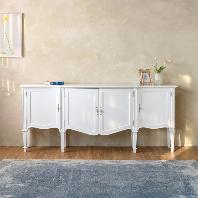 피어젠가구 로얄 프렌치 엔틱 체스트 거실장 화이트 TV스탠드