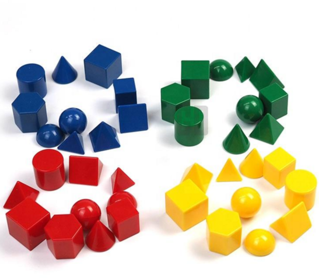 미니 플라스틱 입체도형 컬러 4색 10종 세트 Mini Geometric Solids 40pcs, 40개