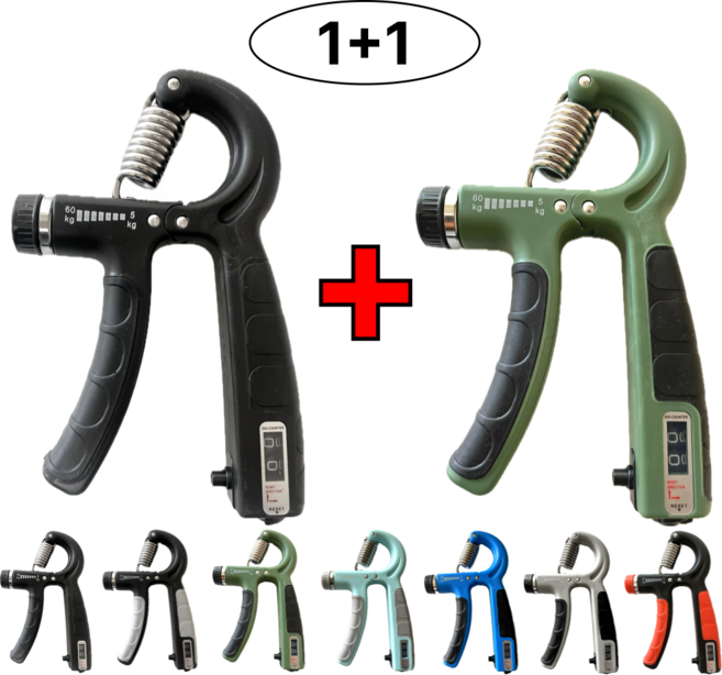 프로 카운트 강도조절 무소음 악력기 압력기 완력기 7color (5kg~60kg) 1+1 행사, 1. 블랙&블랙, 3. 그린&그레이