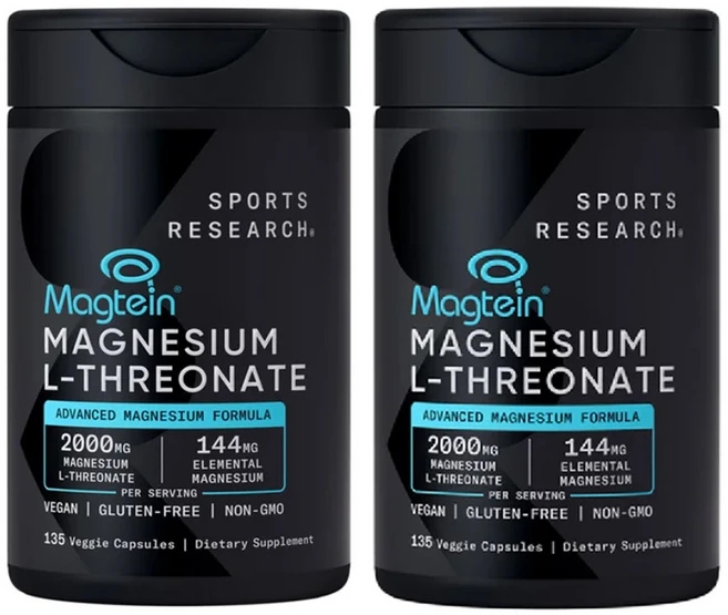 스포츠리서치 Magtein 마그네슘 L-Threonate 2000mg 캡슐, 2개, 135정 - 쿠팡