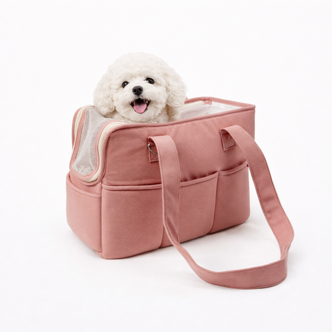 앨리펫 반려동물 이동가방 강아지 고양이 슬링백 아이보리 1개, 핑크