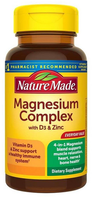 네이처메이드 마그네슘 콤플렉스 비타민D 아연 함유 캡슐 Nature Made Magnesium Complex Capsules, 1개, 90정