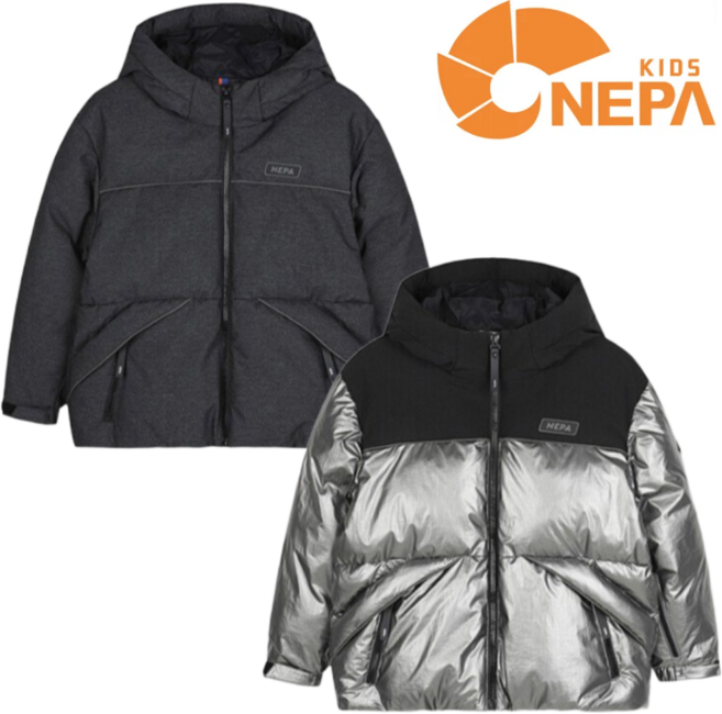 [백화점발송] 네파키즈 남아 발수 방풍 글로시 패딩 자켓 데님 스포츠 야외활동 눈썰매장 등원 겨울 점퍼 잠바