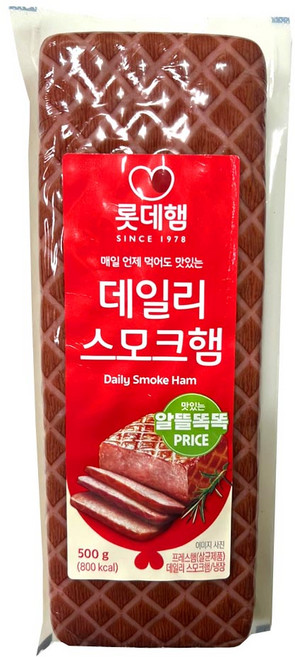 롯데 데일리 스모크햄 500g /냉장 김밥 햄 도시락 안주 반찬, 1개