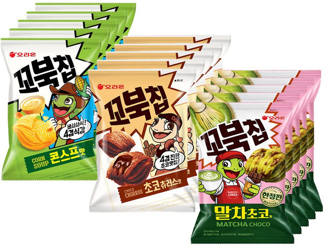 꼬북칩 말차초코 104g+콘스프 64g+초코츄러스 64g, 5세트, 232g