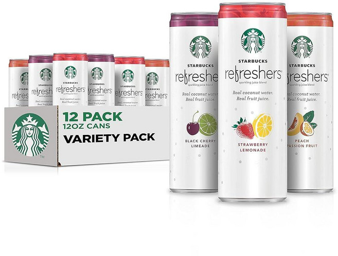 스타벅스 리프레셔 3가지맛 버라이어티팩 355ml 12캔 피치/체리/스트로베리 레모네이드, 스타벅스 리프레셔 3가지맛 버라이어티팩 355ml 12